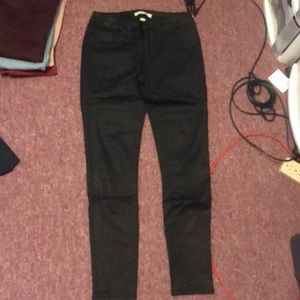 Wax Coated Black Jeans